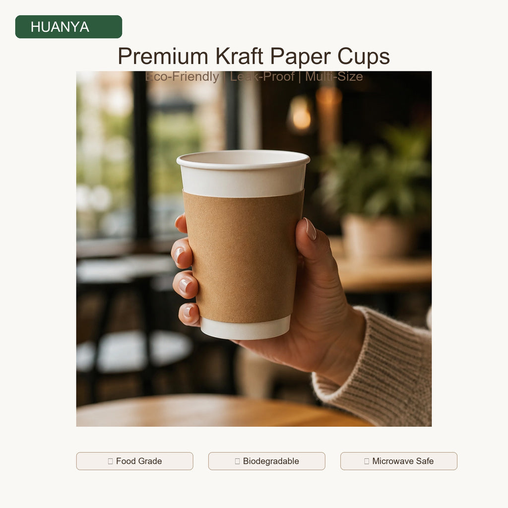PLA Coated Natural Kraft Paper Cups for Office, Coffee Bar & Travel 4oz7oz8oz8.5oz10oz12oz16oz