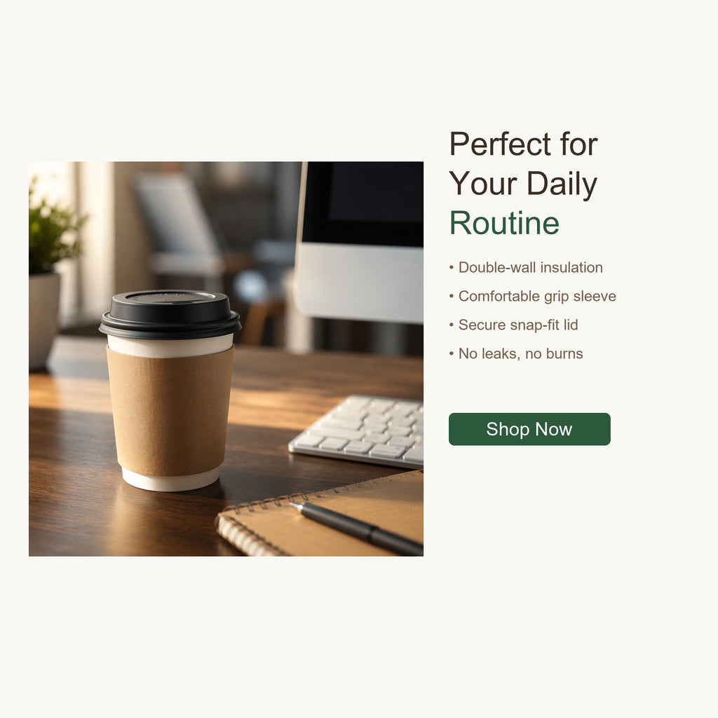 PLA Coated Natural Kraft Paper Cups for Office, Coffee Bar & Travel 4oz7oz8oz8.5oz10oz12oz16oz