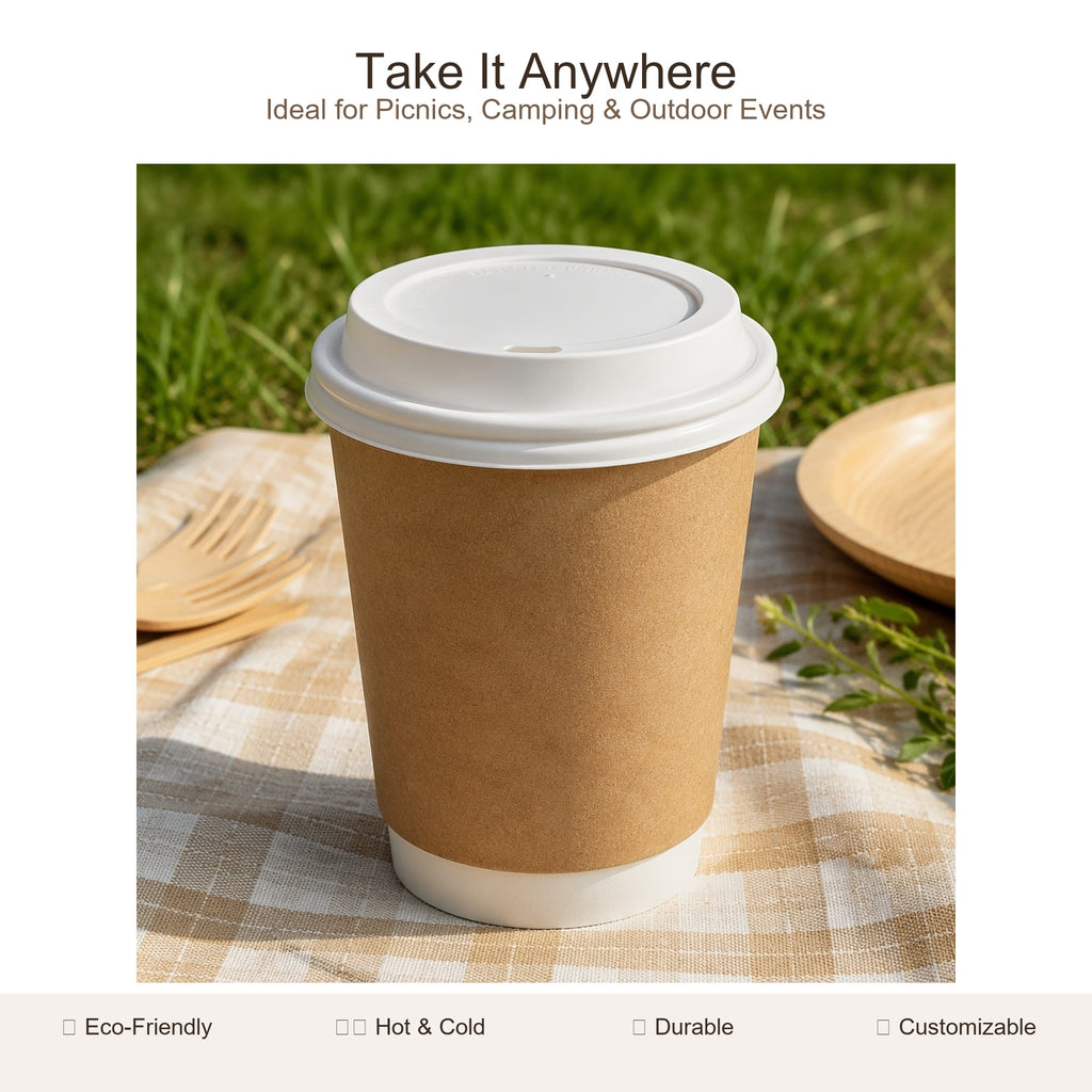 PLA Coated Natural Kraft Paper Cups for Office, Coffee Bar & Travel 4oz7oz8oz8.5oz10oz12oz16oz