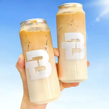 Factory low price beverage pull ring soda cans custom logo transparent coffee milk tea plastic jar with easy open aluminum lid（100Starting from）