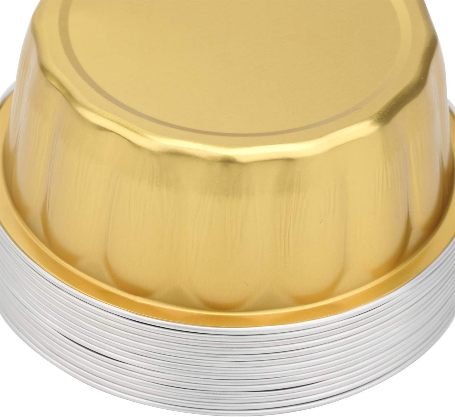 8 oz 100 Pack Disposable Foil Cups Baking Utility 3.9" Cup Muffin Cupcake Aluminum Baking Cup Mini Pudding Souffle Cups for Party Wedding Birthday - Gold