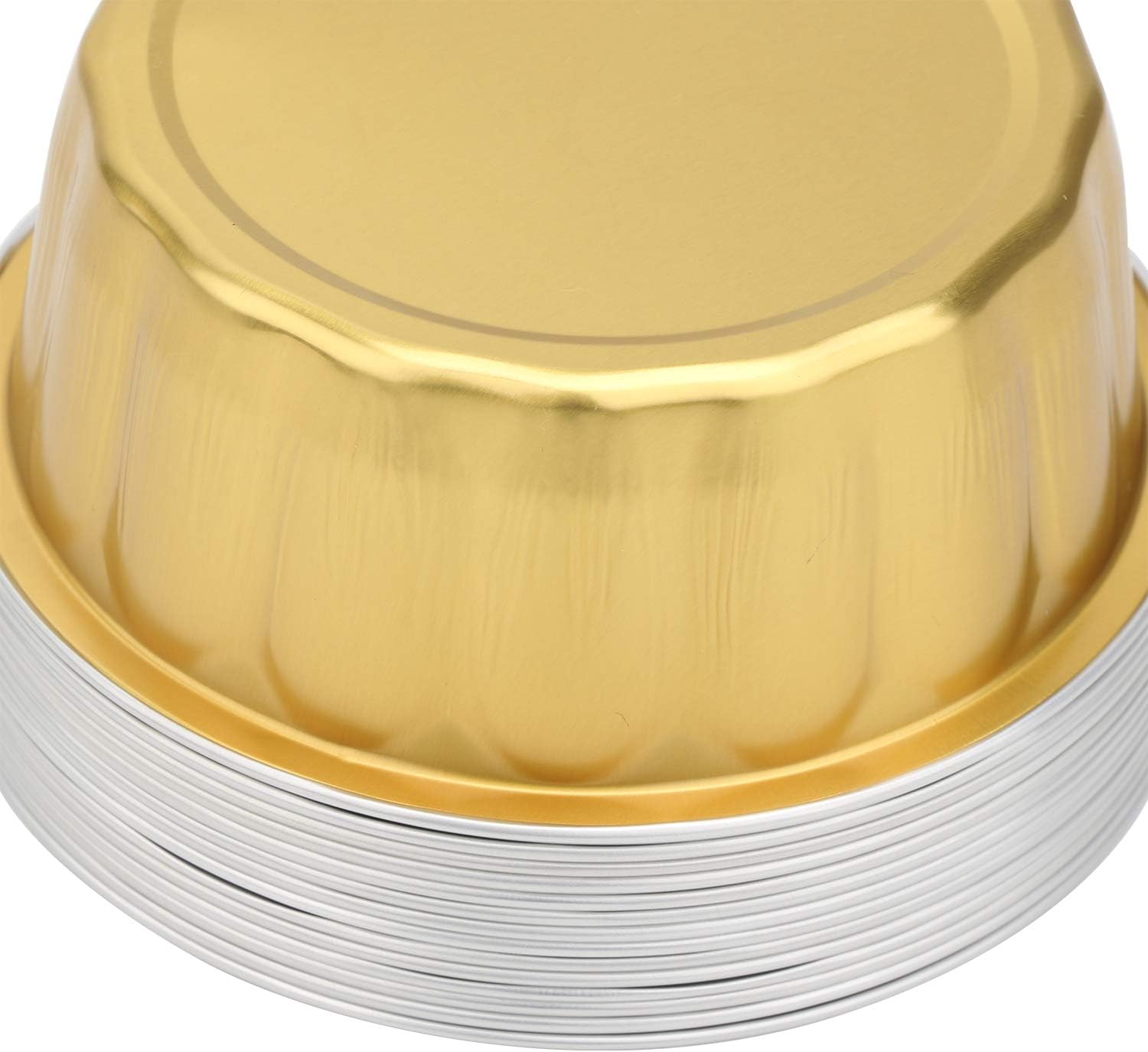 8 oz 100 Pack Disposable Foil Cups Baking Utility 3.9" Cup Muffin Cupcake Aluminum Baking Cup Mini Pudding Souffle Cups for Party Wedding Birthday - Gold