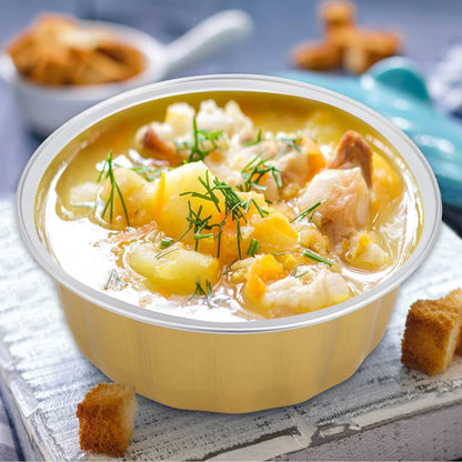 8 oz 100 Pack Disposable Foil Cups Baking Utility 3.9" Cup Muffin Cupcake Aluminum Baking Cup Mini Pudding Souffle Cups for Party Wedding Birthday - Gold